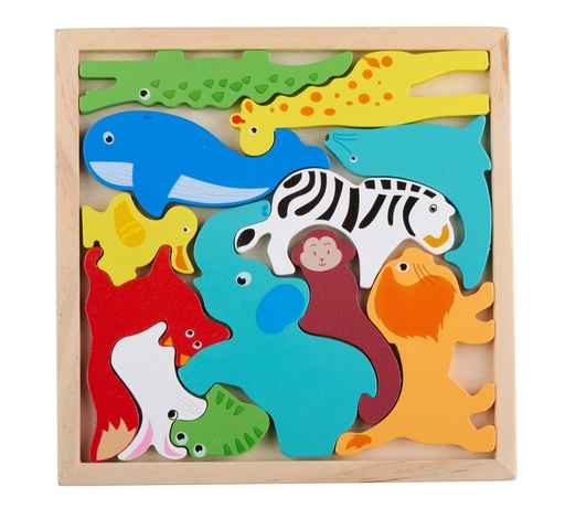 [871125200123] MARIONETTE WOODEN TOYS Animal Puzzle 12pc