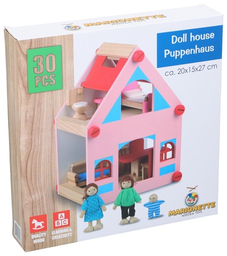 [871125230535] MARIONETTE WOODEN TOYS Dollhouse Marionette 20x15x27cm