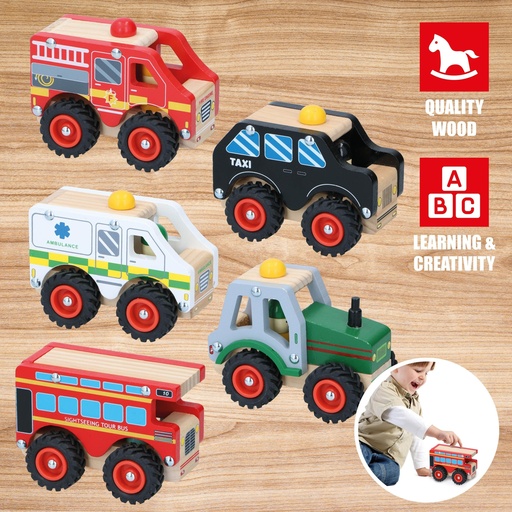 [871125218407] MARIONETTE WOODEN TOYS Wooden Toy Car 12.5cm