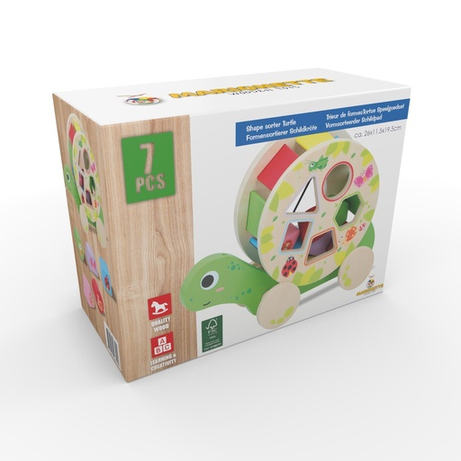 [871125226792] MARIONETTE WOODEN TOYS Shape Sorter Turtle 26x11.5x19.5cm