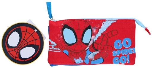 [844548437078] MARVEL Spidey Pencil Case with Zipper 3 Compartments