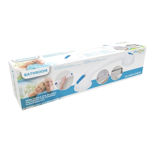 [871125212357] VIVAMORE Bath Grab Handle Suction 40x9.5x8cm