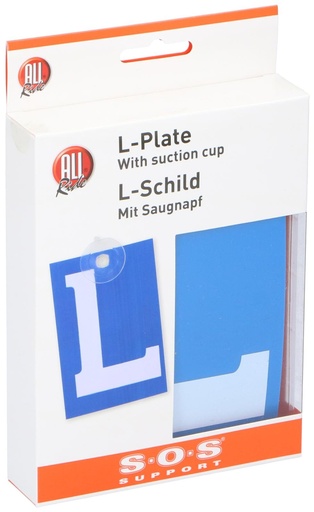 [871125206456] SOS ALL RIDE L-plate with suction cup 9.5x1