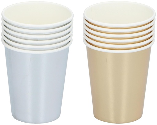 [871125224639] PARTY CASA Metallic Party Cup 220ml Gold/Silver