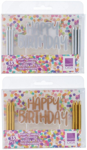 [871125258734] PARTY CASA Birthday Candles Happy Birthday with Holders