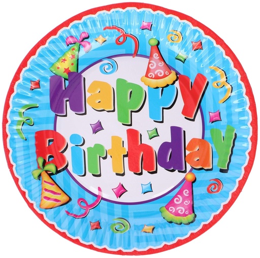 [871125256594] PARTY CASA Birthday Plate Ø18cm Happy Birthday