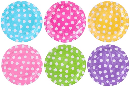 [871125256609] PARTY CASA Spotted Party Plates Color Ø23cm