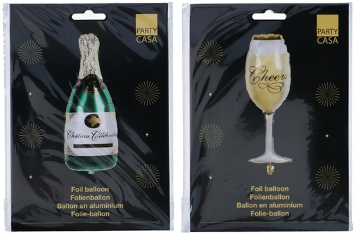 [871125225954] PARTY CASA Foil Balloon Champagne Bottle and Glass