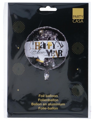 [871125258764] PARTY CASA Balloon Happy New Year Ø45cm