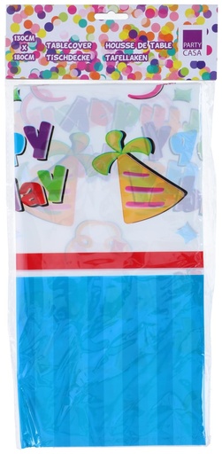 [871125250184] PARTY CASA Tablecover 130x180cm Happy Birthday