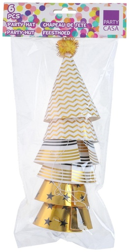 [871125258749] PARTY CASA Party Hat Gold Ø7x12cm