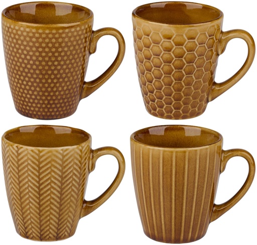 [871125255280] Mug ocher 200ml with relief pattern