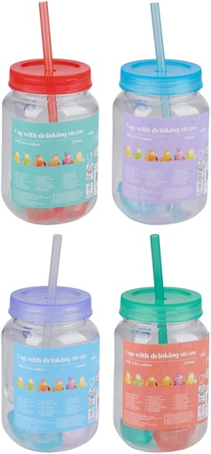 [871129207136] Drinking cup with straw 550ml