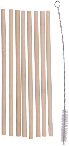 [871125224269] Reusable Drinking Straws 20cm with Cleaning Brush