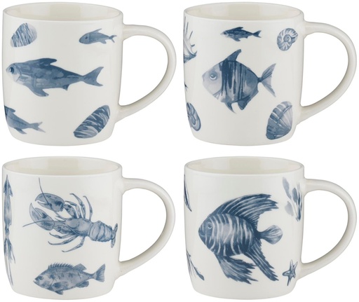 [871125250405] Mug with Ocean Animal Print 300ml Ø8.2xH9cm