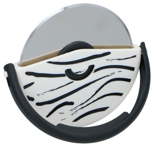 [805630019322] Zebra-print pizza cutter with ergonomic handle