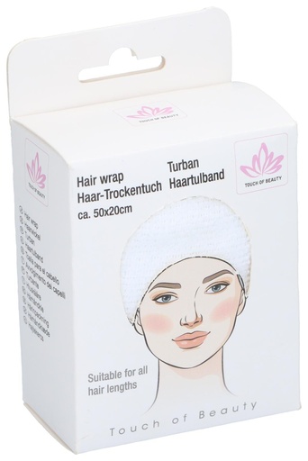 [871125255601] Hair Towel Turban 50x20cm White
