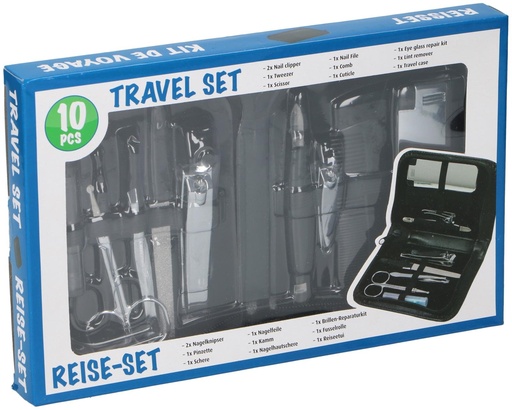 [871125254170] Manicure Set With 10 Grooming Tools Pouch