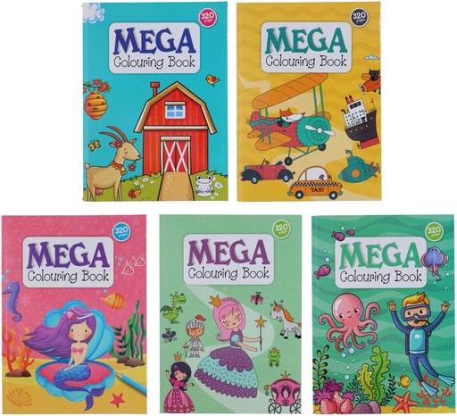 [871125225621] Mega Colouring Book 5 pcs