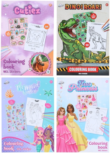 [872002909744] Colouring Book A4 with Stickers 16 Pages