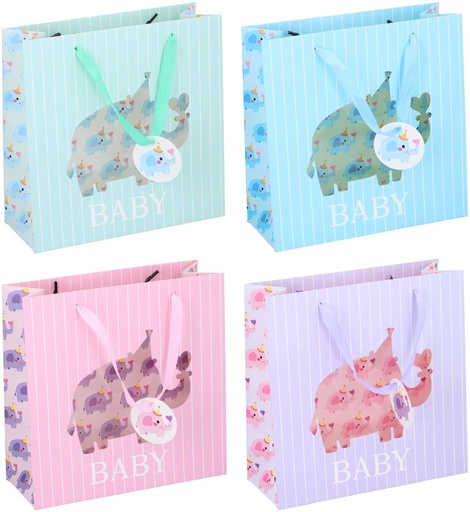 [871125257226] Baby Gift Bag Elephant 25x25cm