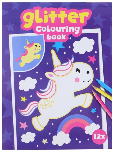[871185196524] Glitter Colouring Book 4 assorted