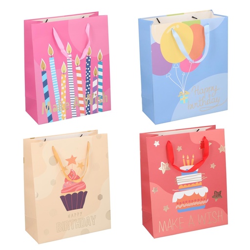 [871125257230] Birthday Gift Bag 23x18x8cm With Ribbon Handle