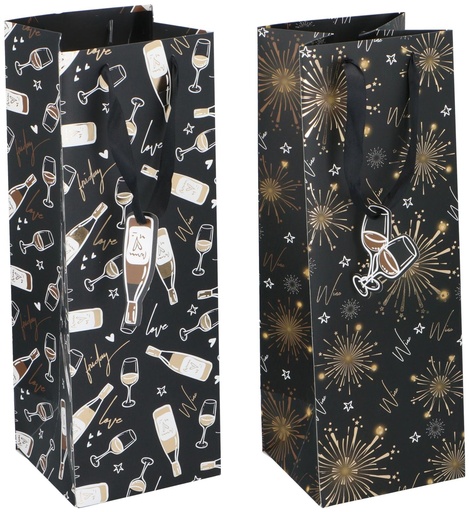 [871125257229] Gift Bag Bottle Black Gold