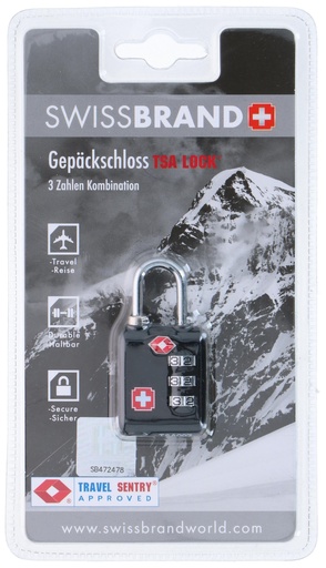 [945000256654] SWISSBRAND Combination TSA Travel Padlock