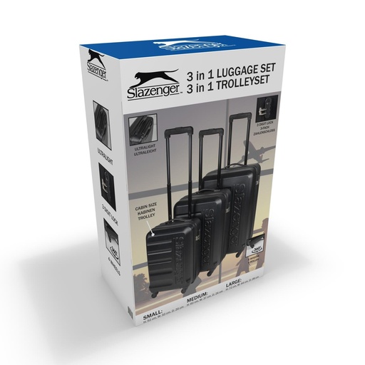 [871125218642] SLAZENGER Trolley 18/22/26 Inch Black With Lock