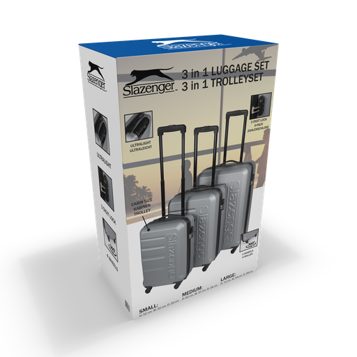[871125218648] SLAZENGER Trolley 18/22/26 Inch Silver With Lock
