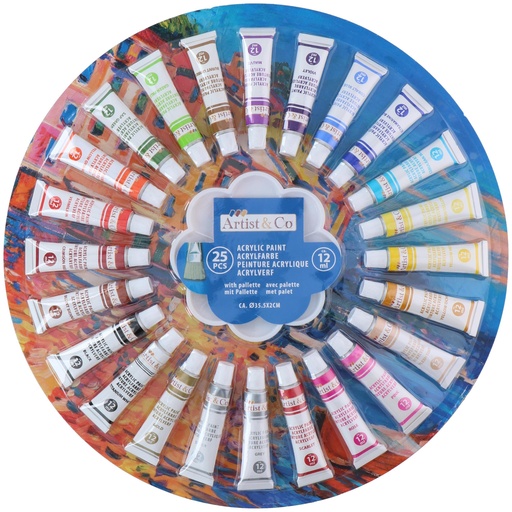 [871125217920] ARTISTCO Acrylic Paint 12ml With Palette