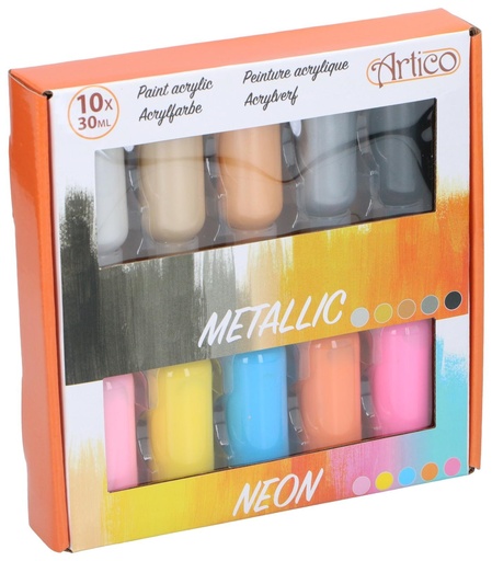 [871125249879] ARTISTCO Acrylic Paint Metallic & Neon 30ml