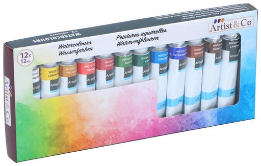 [871125218587] ARTISTCO Watercolour Paint 12x12ml