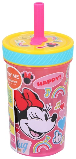 [841249774487] DISNEY Drinking bottle w/straw Minnie370ml