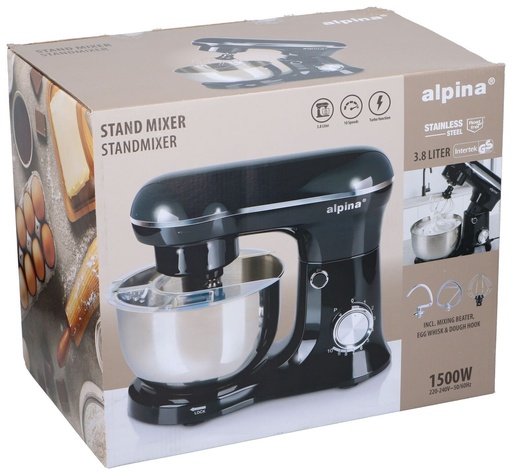 [871125243849] ALPINA Stainless Steel Stand Mixer 3.9L