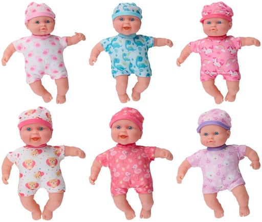 [871125247150] EDDY TOYS Baby Doll with Outfit and Hat 20cm 6 assorted