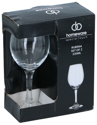 [584456545223] HOMEWARE Set di 2 bicchieri da vino Rubinia da 330 ml