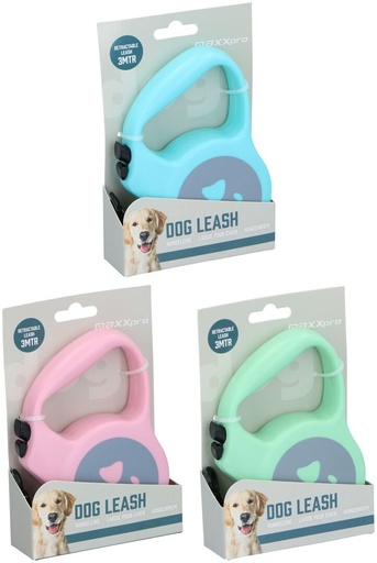 [871125247158] PET TREATMENT Retractable Dog Leash 3m 3 Assorted