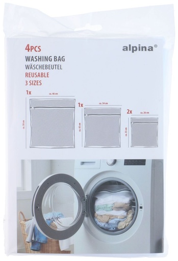 [871125247010] ALPINA Mesh Wasnet met Rits 4 Stuks