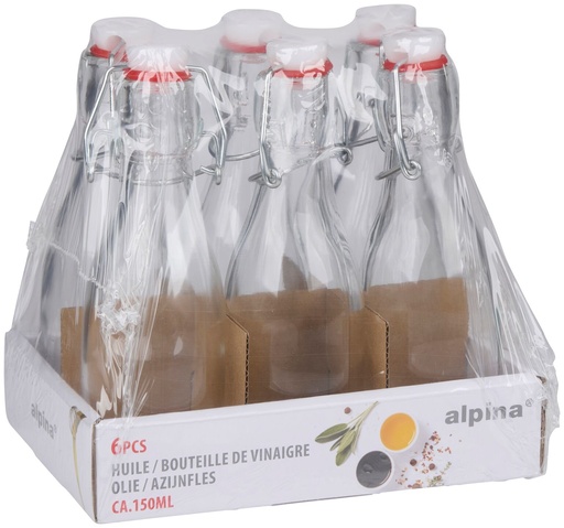 [871125247952] ALPINA Glazen Olie- en Azijnfles 150ml 6 Stuks